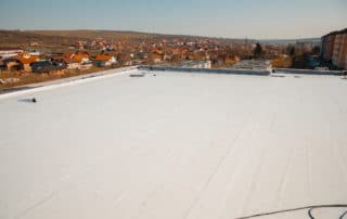 Flat roof with hot air welded