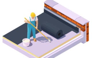 Vector isometric worker at flat roof